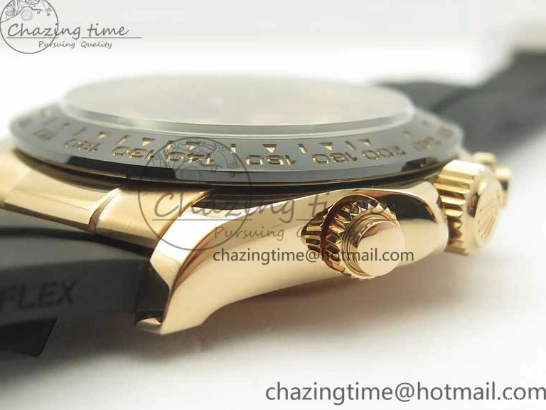 On Daytona Gold Black Super Clone Best Dial 116515 Edition 1:1 Rubber A4130 Strap Rose V2 ARF 1229